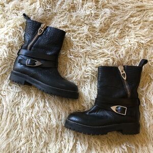MCM Black Leather Combat Boots